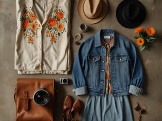 Default_Flat_lay_of_various_vintage_clothing_and_accessories_a_0